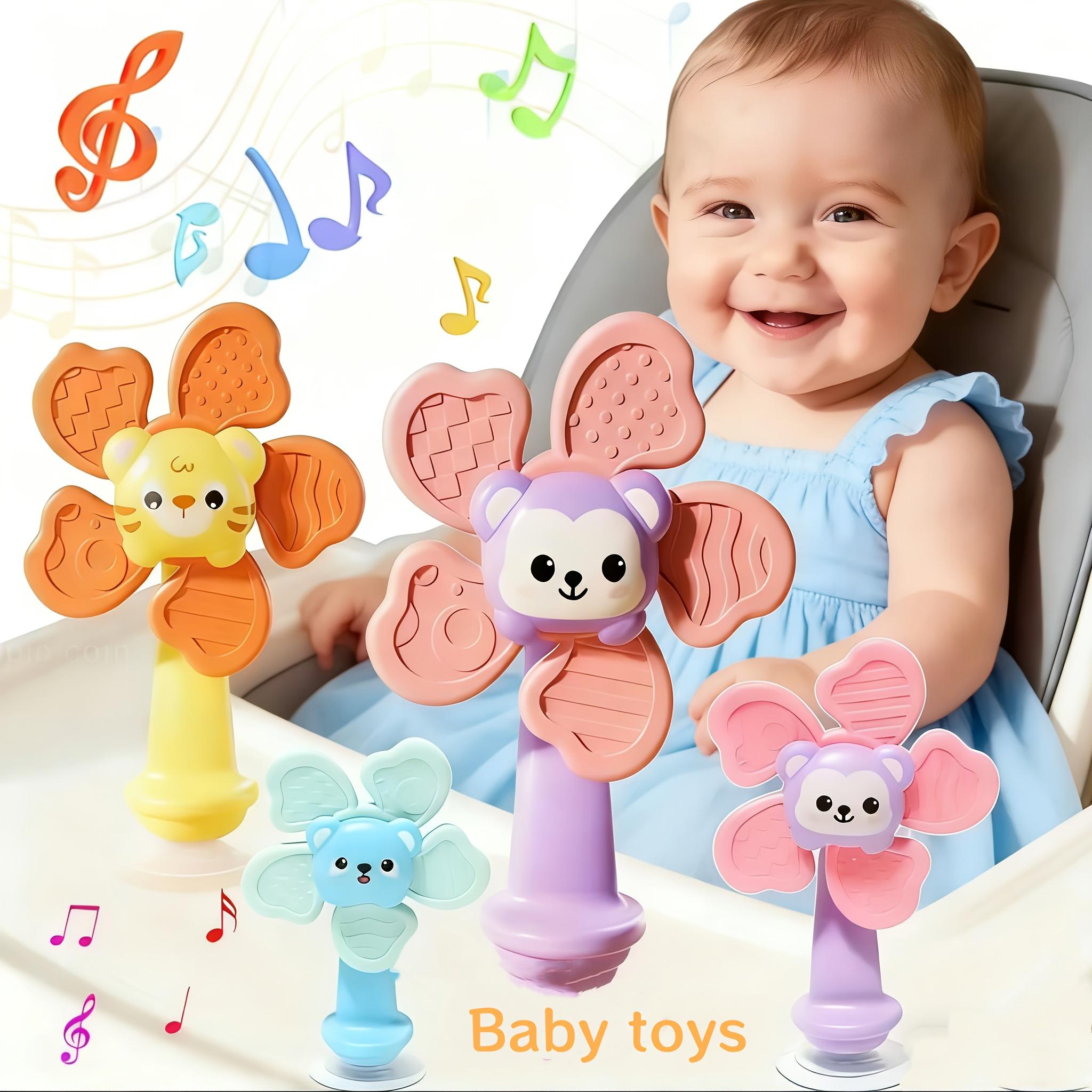 Children's Room Toys: Portable Suction Cup Windmill Toys, Manual Rotating Animal-Shaped Toys, Sensory-Motor Development Toys for Feeding & Travel