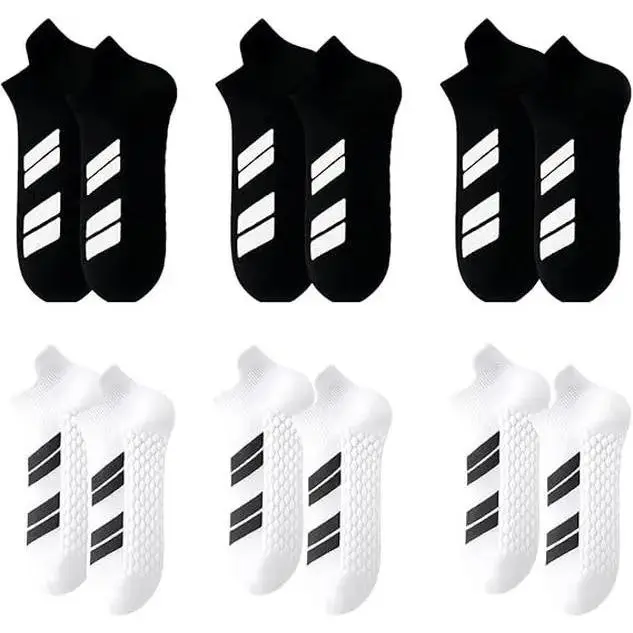 6 Pairs Sports No Show Socks for Men and Women, Low Cut Ankle Socks with Terry Sole, Breathable Moisture Wicking Athletic Socks for Daily Wear