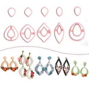 Polymer Clay Cutters for Earrings, 10 Shapes Clay Studs Earrings Cutters for Polymer Clay  Making Tools (B)