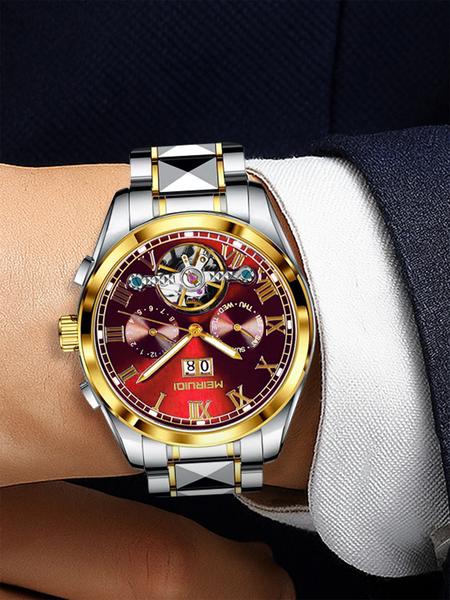 A Men's 2025 New Waterproof Luminous Hollow Advanced Multi functional Fully Automatic Mechanical Watch Stainless Steel Watches