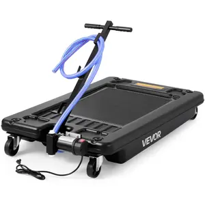VEVOR Low Profile Oil Drain Pan, 17 Gallon Capacity, Rolling Oil Drain Pan with Electric Pump, 7.2 ft Hose & T Folding Handle, Leak-proof & Corrosion-resistant, Fit for Cars, SUVs, Trucks, ATVs, Blac