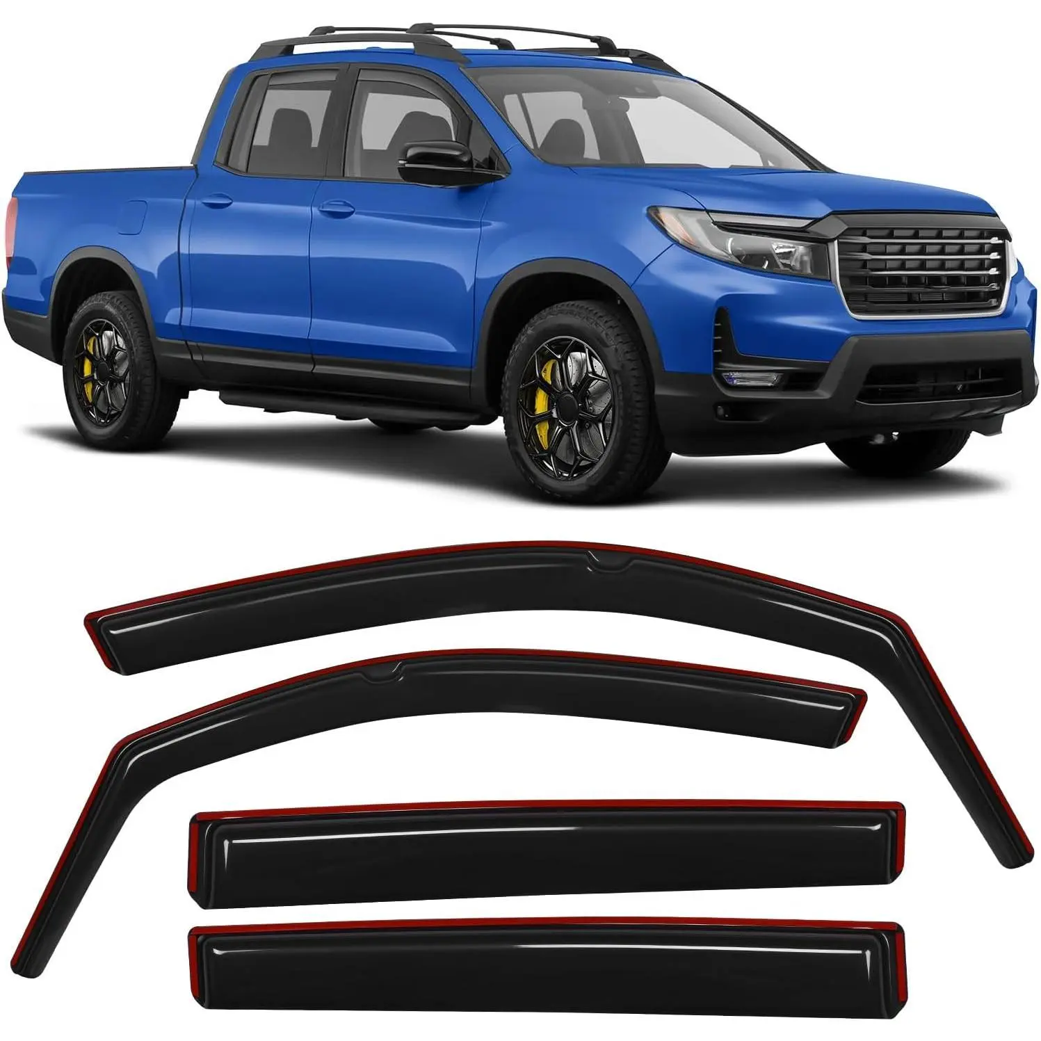 Nilight Acrylic In-Channel Window Visors for Honda Ridgeline 2017-2026, All-Weather Ventilated Wind Blocker Rain Guards, Smoke Tinted Inside Mount, 4PCS