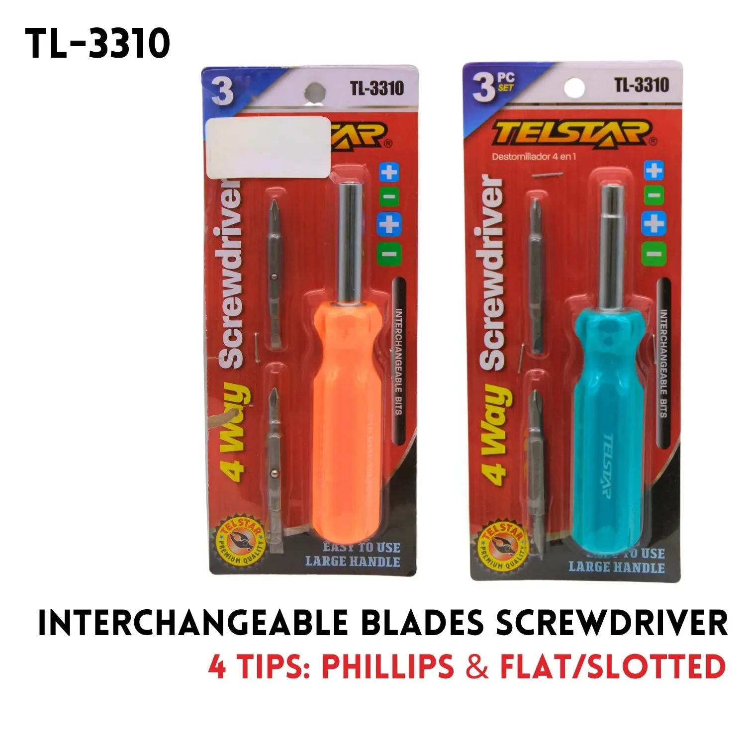 4-In-1 Replaceable Manual Screwdriver Set, Flat-Head and Phillips Multi-Function Screwdriver Batch