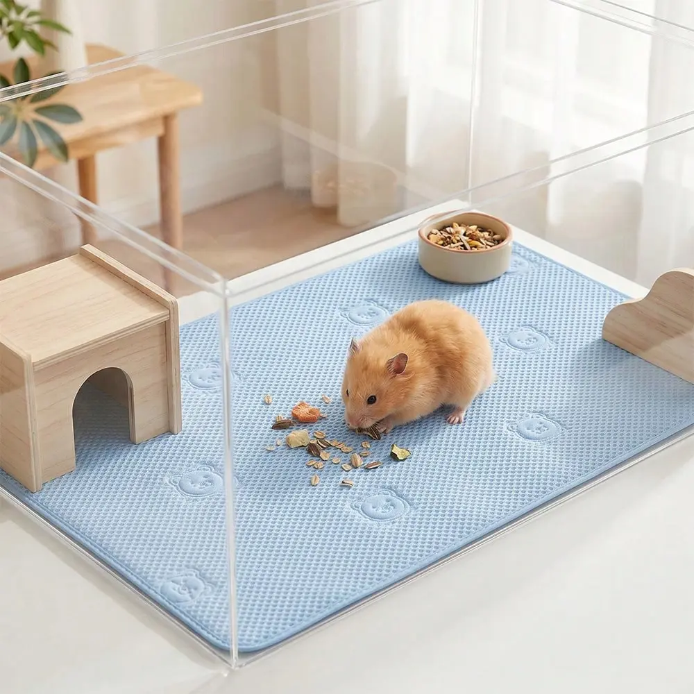 1PC Breathable Waterproof Reusable Small Pet Urine Pad,Hamster Sleeping Mat Pet Bedding Nest Pad Embossed Cage Pad for Rabbits & Hamsters, Washable Indoor Kennel Rest Accessory