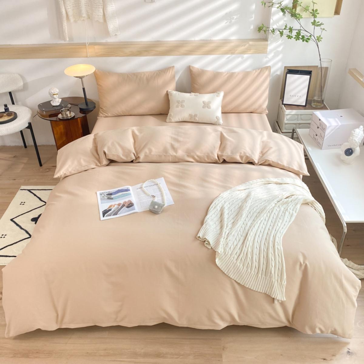 Solid Color Duvet Cover & Pillowcase Set without Filler, 2/3 Counts including Modern Simple Style 1 Duvet Cover & 1/2 Pillowcases, Summer Essentials, Duvet Cover Sets