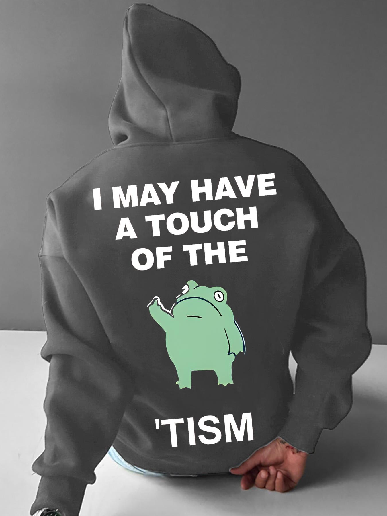 Men's Slogan & Frog Print Drawstring Fuzzy Hoodie, Loose Casual Street Comfy Fashion Long Sleeve Kangaroo Pocket Design Thermal Lined Hooded Sweatshirt for Daily Holiday Outdoor Wear, Men Clothes for Fall & Winter, Menswear, Cartoon Print Sweatshirt