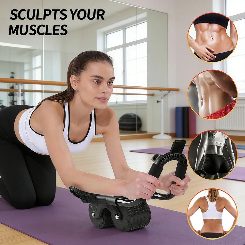 Ab Roller Wheel with Elbow Support, Automatic Rebound Abdominal Wheel,Ab Roller for Abdominal Exercise Machine,Abs Workout Equipment,Trainer Fitness Belly Training for Men & Women Ab Roller | Home Core Training Fitness Equipment