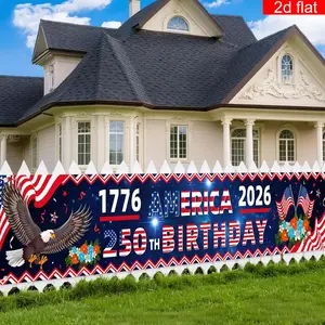 2D Flat Cloth Polyester Patriotic Party Backdrop - HD Digitally Printed American Flag, Bald Eagle Design for 250th Birthday Anniversary, Soft Lightweight Foldable Decor for Independence Day Events