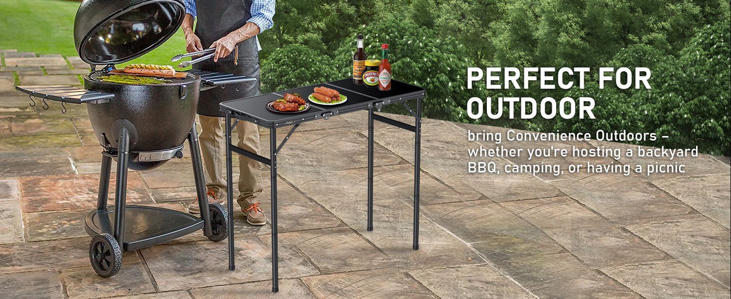 Anbte 3ft Tri-fold Camping Table Max 29.5", 3 Adjustable Heights Aluminum Folding Camping Table with Storage Bag, Lightweight, Portable Handle for Travel Outdoor Beach Picnic, 35" x 16", Black Anbte 3ft Tri-fold Camping Table Max 29.5", 3 Adjustable Heights Aluminum Folding Camping Table with Storage Bag, Lightweight, Portable Handle for Travel Outdoor Beach Picnic, 35" x 16", Black