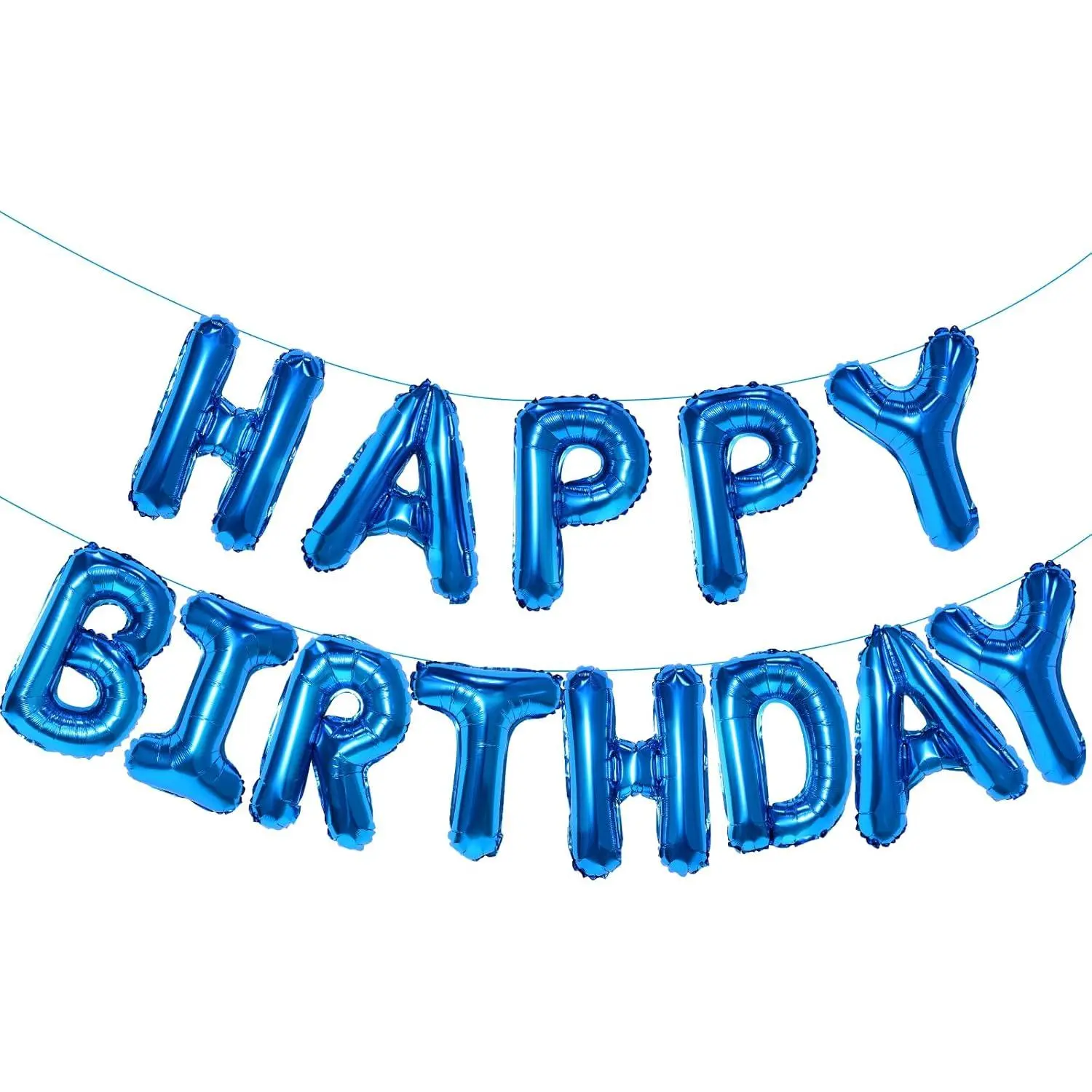 Blue Happy Birthday Balloon Banner, 16 Inch Foil Mylar Happy Birthday Balloons Letters,  Happy Birthday Sign, Blue Birthday Decorations for Women, Men, Boys and Girls