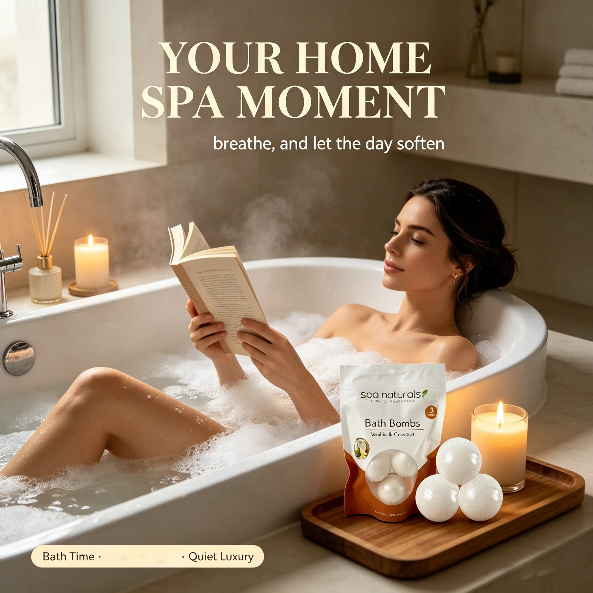 Coconut Scented Bath Salt Balls, Bubble Bath Bombs, Multiple Uses at Home, Spa-Grade Experience