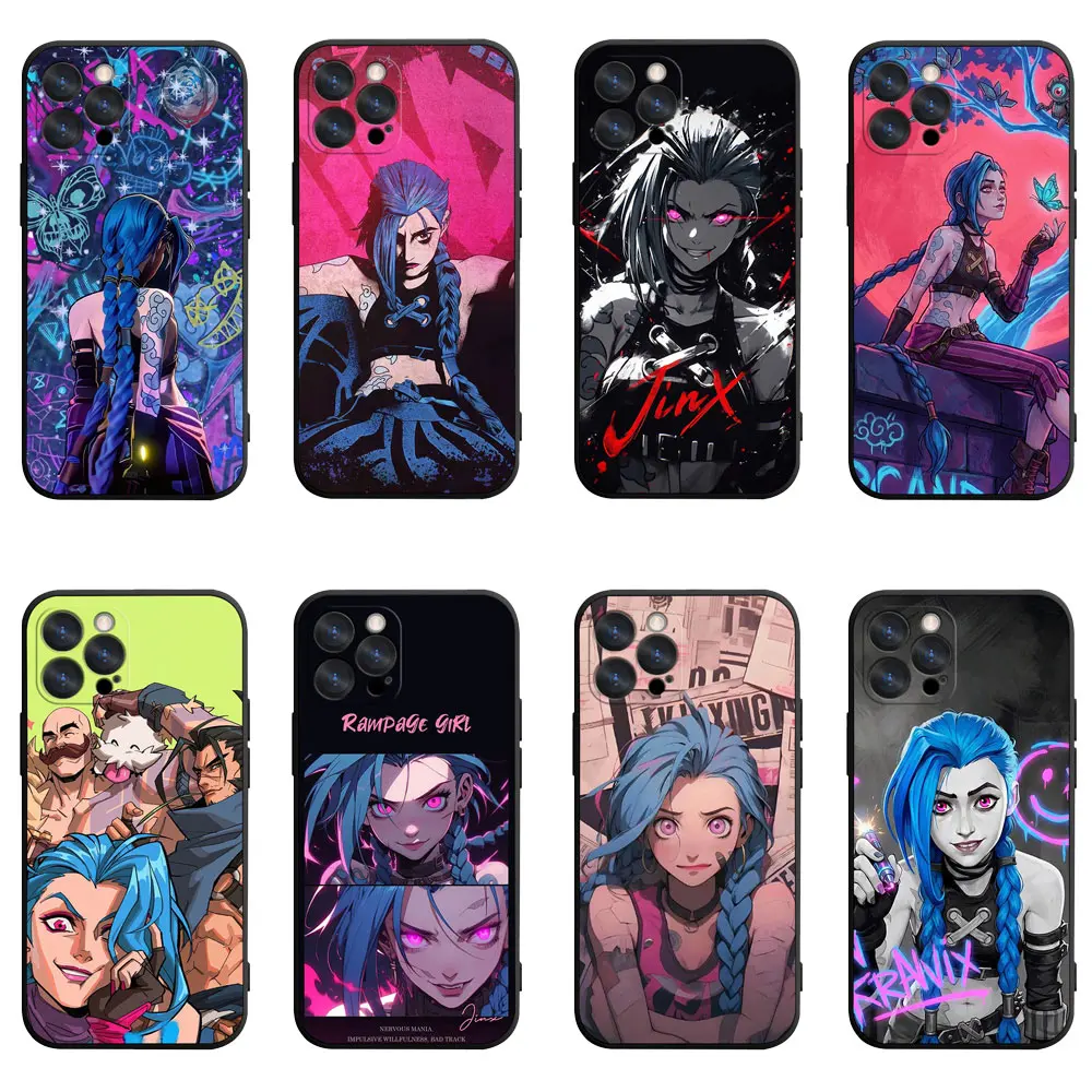 Arcane Jinx League of Legends Phone Case, Four-Corner Shockproof Lens Bumper Cover Compatible With iPhone 11/12/13/14/15/16/17 & Samsung Galaxy S23/S24/S25/S26.