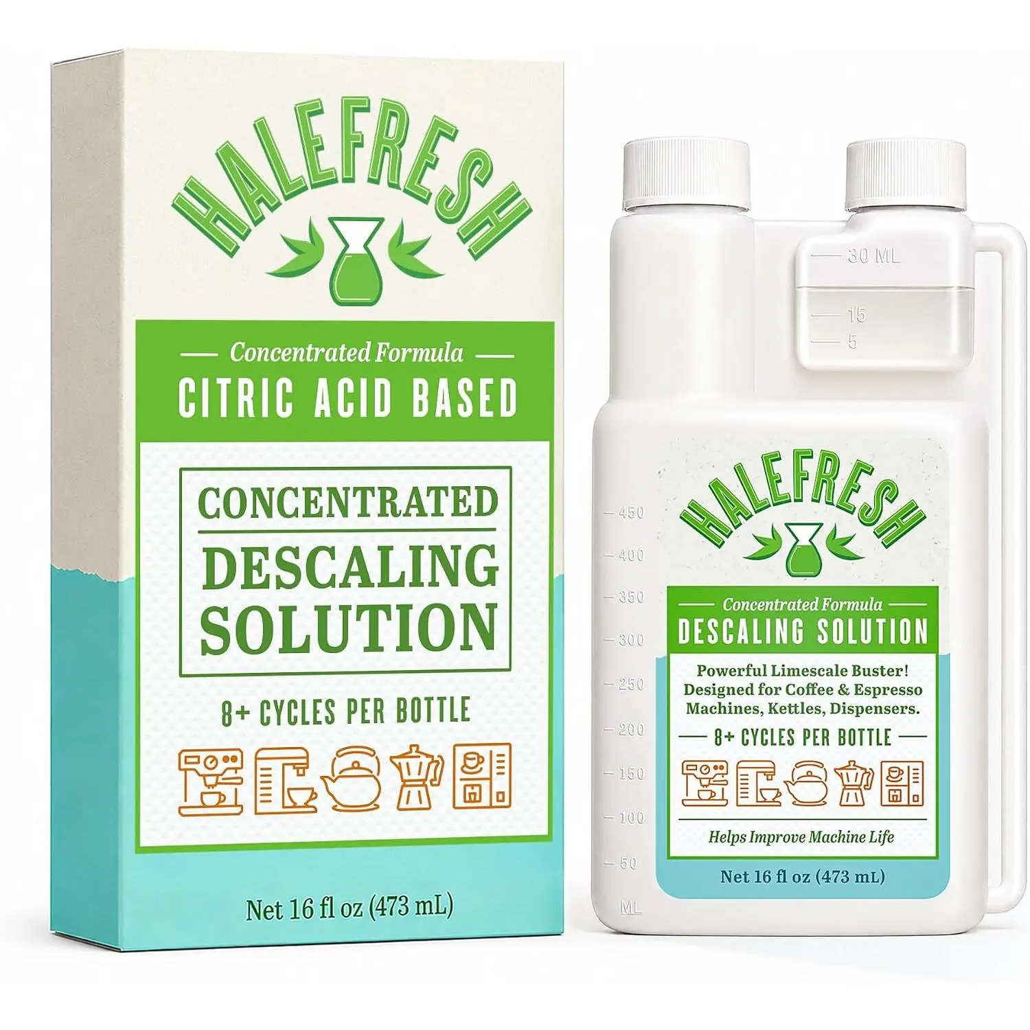 Descaling Solution Coffee Maker Cleaner -  w/8+ Uses Per Bottle for , Saeco, Gaggia,  and  Coffee and Espresso Maker