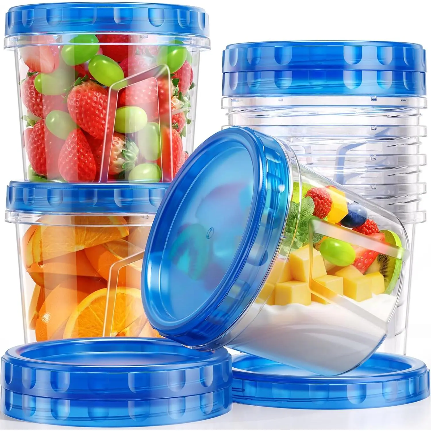 8 Pack-24 OZ Freezer Storage Containers, Plastic Soup Container with Lids, BPA Free Food Storage Containers with Twist Top Lids, Reusable, Microwave and Dishwasher Safe