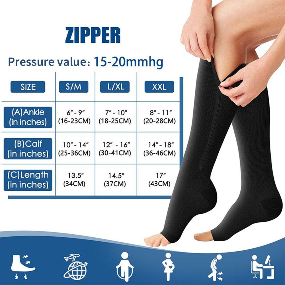Zipper Compression Socks Open Toe, Medical Support Stockings for Varicose Veins & Edema Relief, Stretchy Easy On Zip Socks for Women & Men Sports Sunglasses with UV Protection windproof cycling wrap around modern trendy lightweight durable