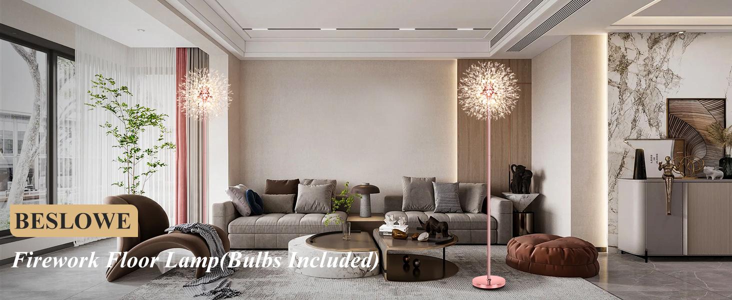 69'' Crystal Floor Lamp Decorative Lights for Living Room, Modern Standing Lamp with 738PCS K9 Crystals, Tall Lamp Pole Light for Bedroom Office, Mid Century Floor Lighting with 9 LED Bulbs