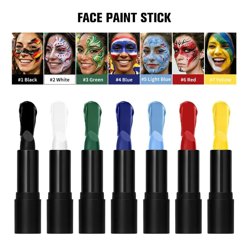 Multicolor Easy-To-Color Portable Face Paint Stick, Waterproof Sweatproof, Ideal for Events, Vibrant Colors, Convenient Design