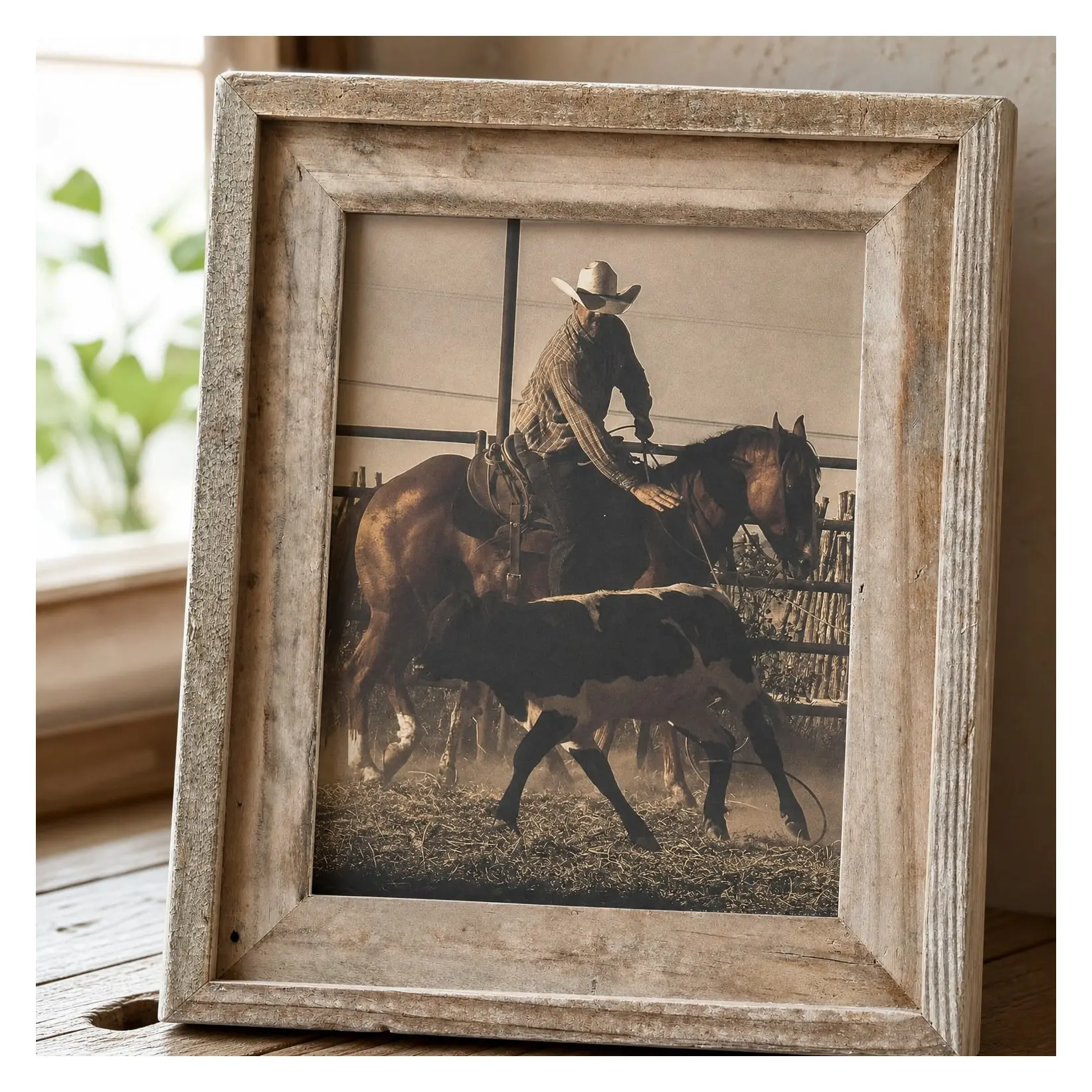 Rustic 8x10 Reclaimed Barnwood Picture Frame with Real Glass, Distressed Natural Wood Photo Frame for Wall and Tabletop Display, Farmhouse Country Home Office Cabin DecorGift