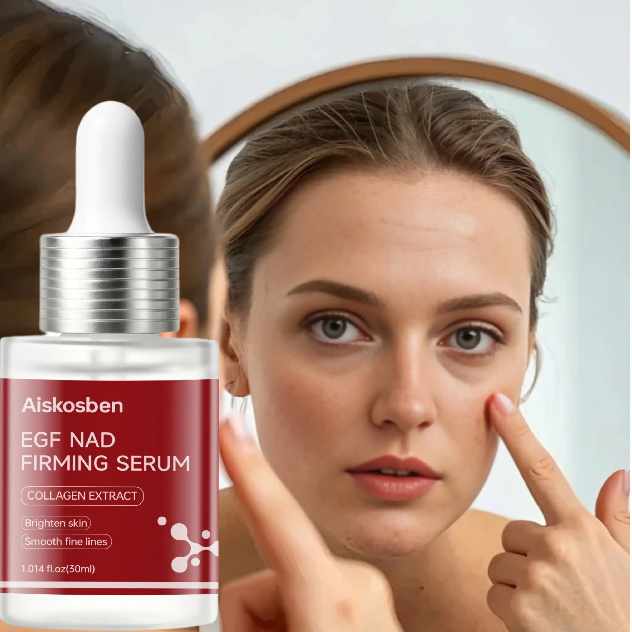 Peptide Facial Essence, Anti Aging Serum, Collagen + Ginseng Root Extract, Boosts Skin Elasticity, Improves Rough Dark Skin, Smooths Fine Lines, 30ML