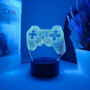 3D Fantasy Night Light Game Controller, Multi-Color Adjustable Remote Control, Soft Glow Atmosphere Lamp, Dorm Bedside Sleep Night Light, Ambient Night Light