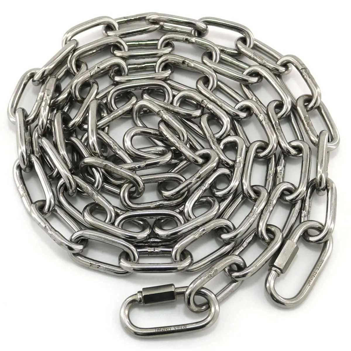 304 Stainless Steel Industrial Rope Chain Set - 6.56ft M6 Chain, 2 M6 Quick Links (2 Pieces Total), Corrosion-Free for Home Improvement, Garden Use, Garden Work
