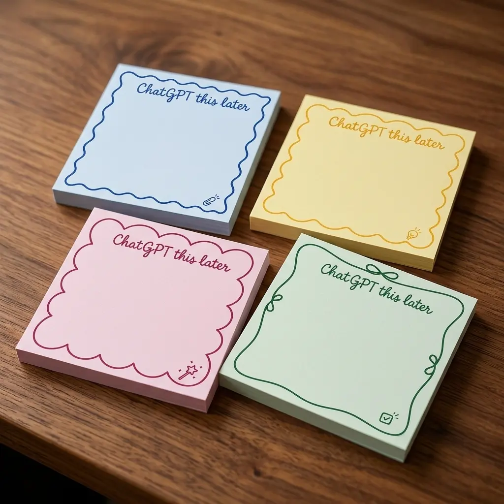Funny ChatGPT This Later Sticky Notes Set - 4 Pack, 50 Sheets/Pad, 3x3 Inch - Novelty Pastel Desk Accessories & Humorous Office Gag Gift for Coworkers and Professionals