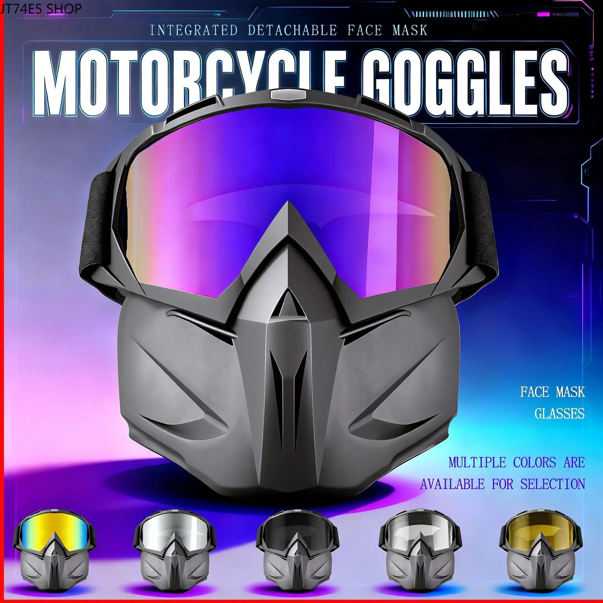 One-Piece Retro Harley Motorcycle Goggles, Windproof Off-Road Locomotive Riding Mask Glasses