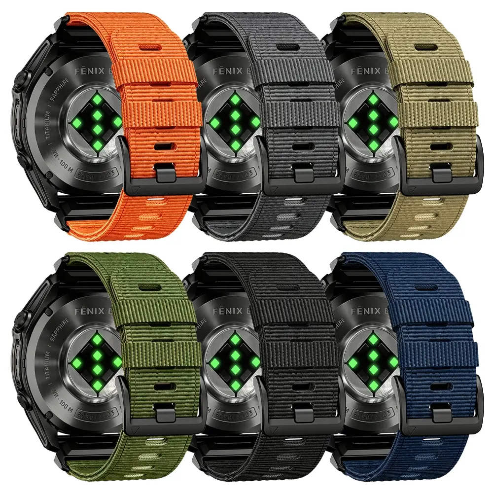 QuickFit 26mm 22mm Canvas Nylon Strap For Garmin Fenix 8 8Pro E 7 7X 6 6X Pro 5X 5Plus/Epix Pro 47mm 51mm/Enduro 3 2/Tactix 8 7 Pro/Forerunner 970 965/Instinct 3 2X Braided Watchband Smart Watch Straps