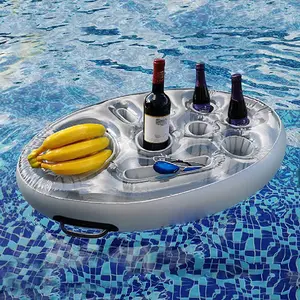 Inflatable Floating Serving Tray - Multi-Compartment Holder for Drinks, Fruit, Cell Phone - Portable Water Float Bar Tray for Summer Pool Parties (Home & Festive Party Supplies)