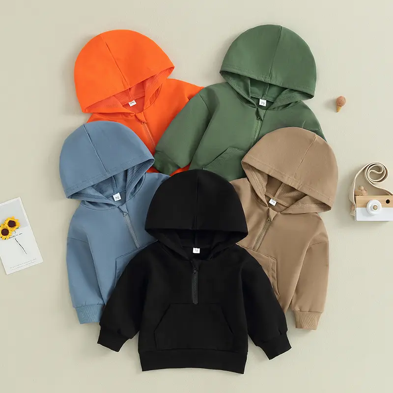 Kids Baby Sweatshirt Solid Color Long Sleeve Hoodie Pullovers Autumn Tops for Toddler Cute Fall Clothes