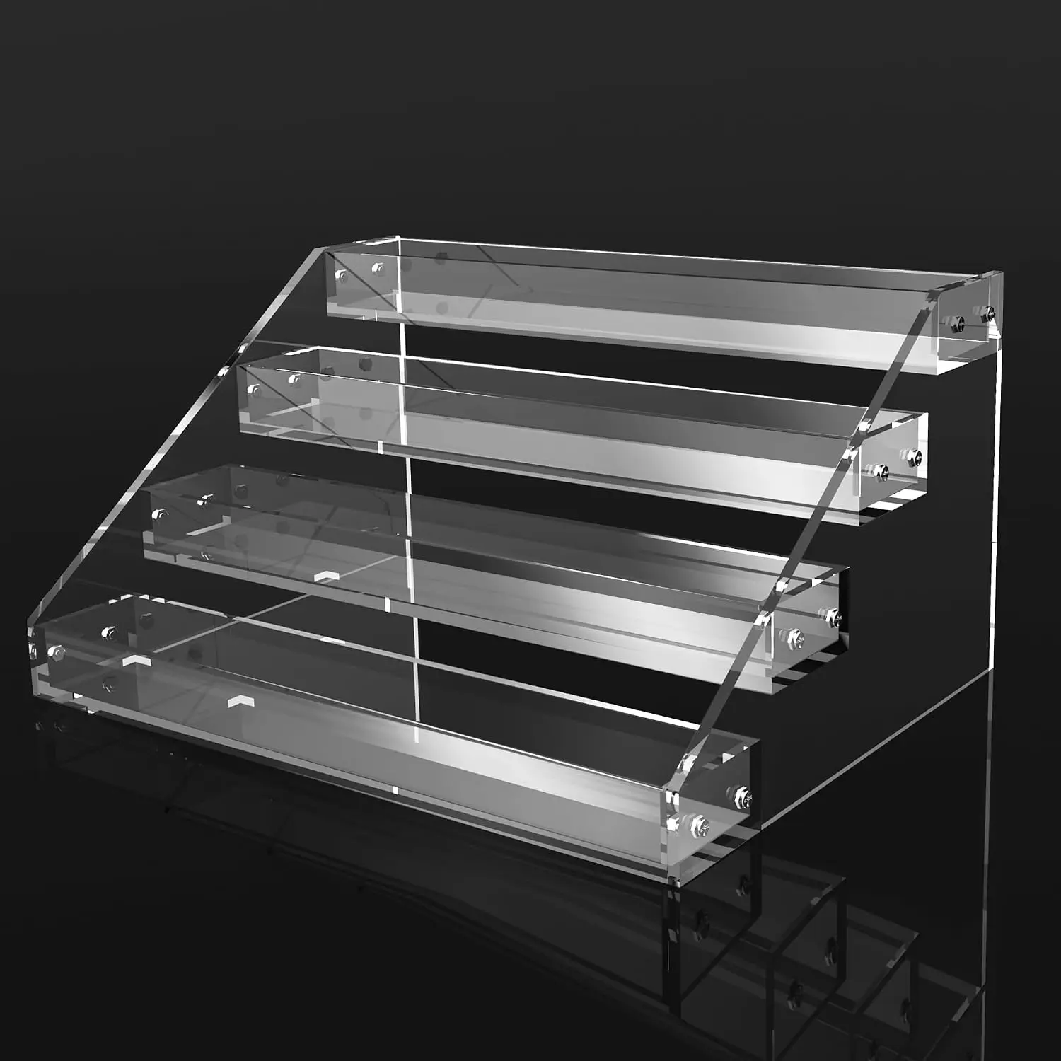 Double Sided 4 Tier Acrylic Riser, Makeup Perfume Organizer Shelf for Collectibles, Cupcakes, Candy, 12"