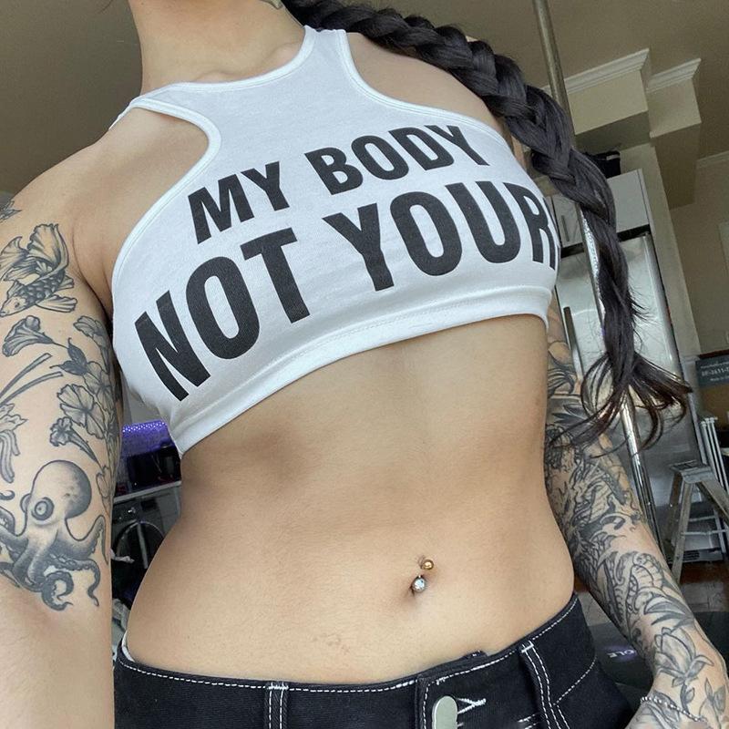 Women's Sexy Letter Print Crop Top - Sleeveless U-Neck Racerback Tank Top, Y2K Streetwear Graphic Crop Tank for Summer summer thermal shorts Backless Halter Crop Top Set Monaco Yacht Club Flag Print Hoodie vintage athletic wear cbu singlets for wrestling