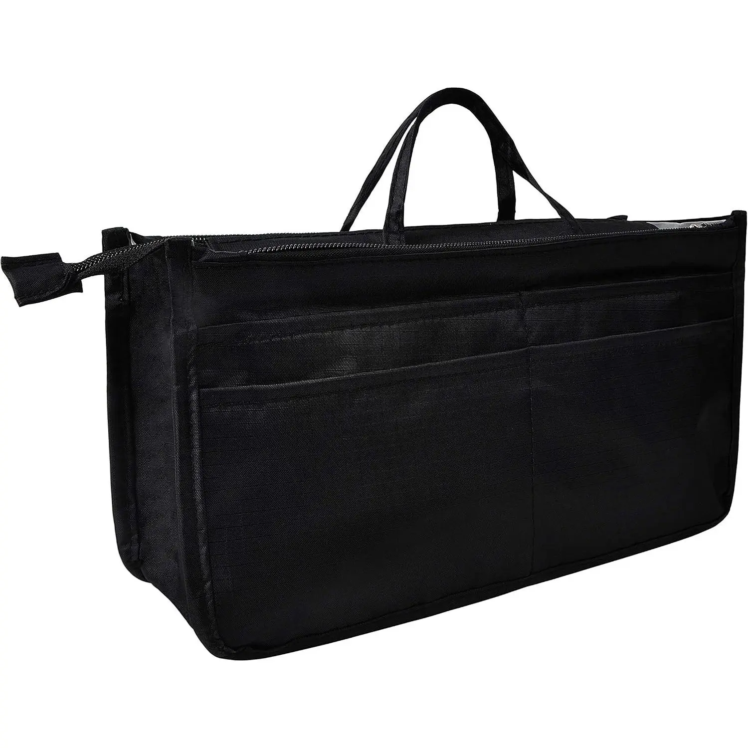 Patterned Purse Handbag Tote Pocketbook Bag Organizer Insert with Zipper Handle for Women Large Black