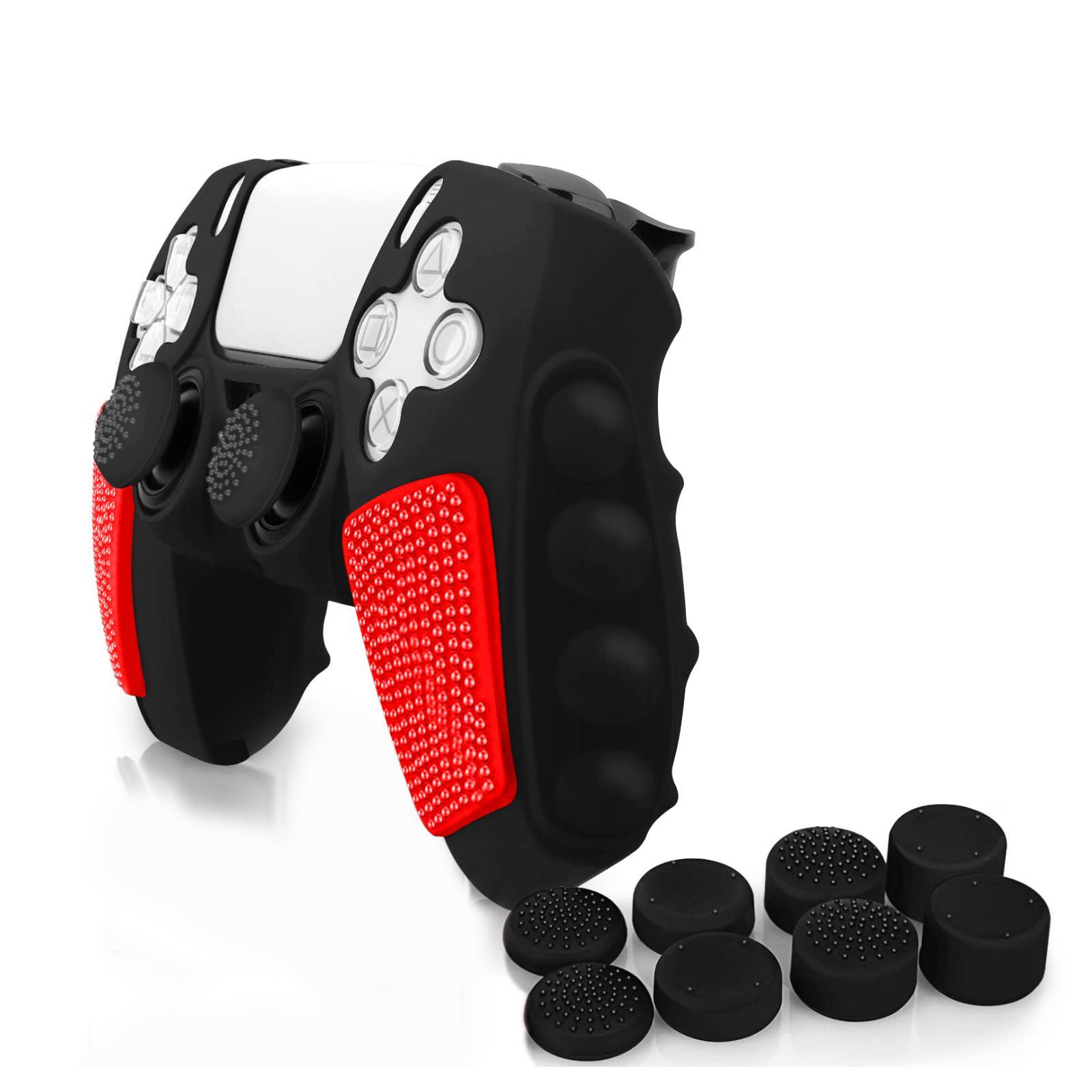 Game Controller Non-slip Protective Case with 8 Thumb Grip Cap, Silicone Soft Shell Game Controller Protective Cover, Console Accessories for PS5 Tech Accessories