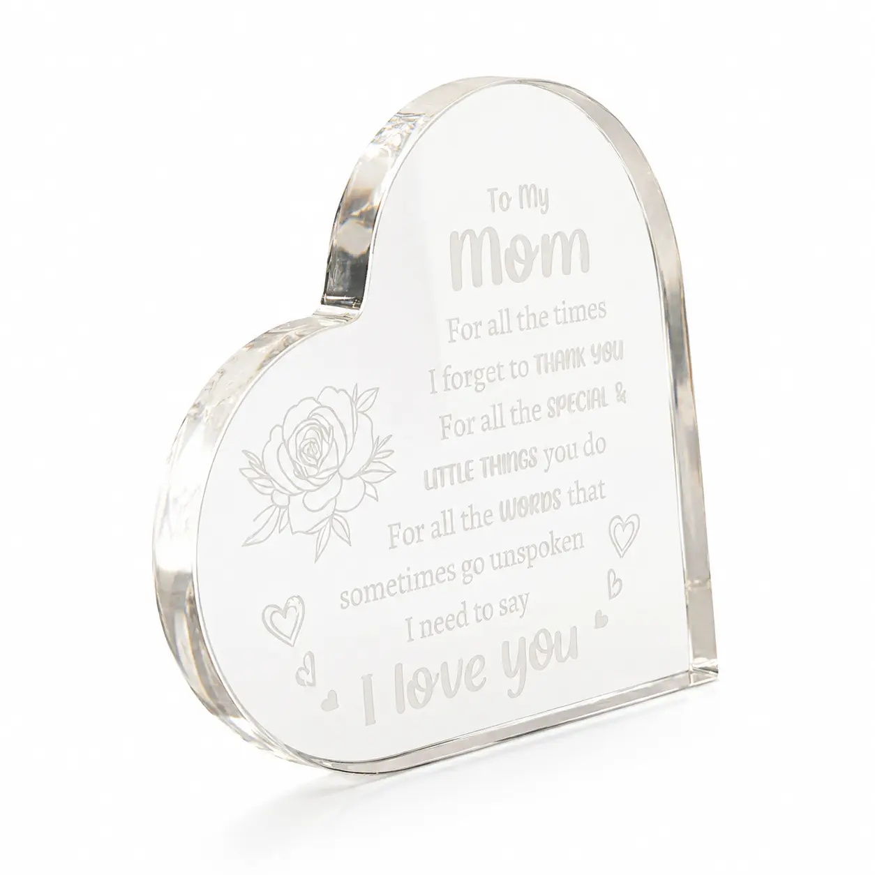 Elegant Heart-Shaped Acrylic Wall Plaque for Home Decor — Lightweight, Scratch-Resistant Clear Display Sign Ideal for Living Room, Bedroom, or Kitchen; Thoughtful Gift for Mother’s Day, Birthday, or Everyday Appreciation