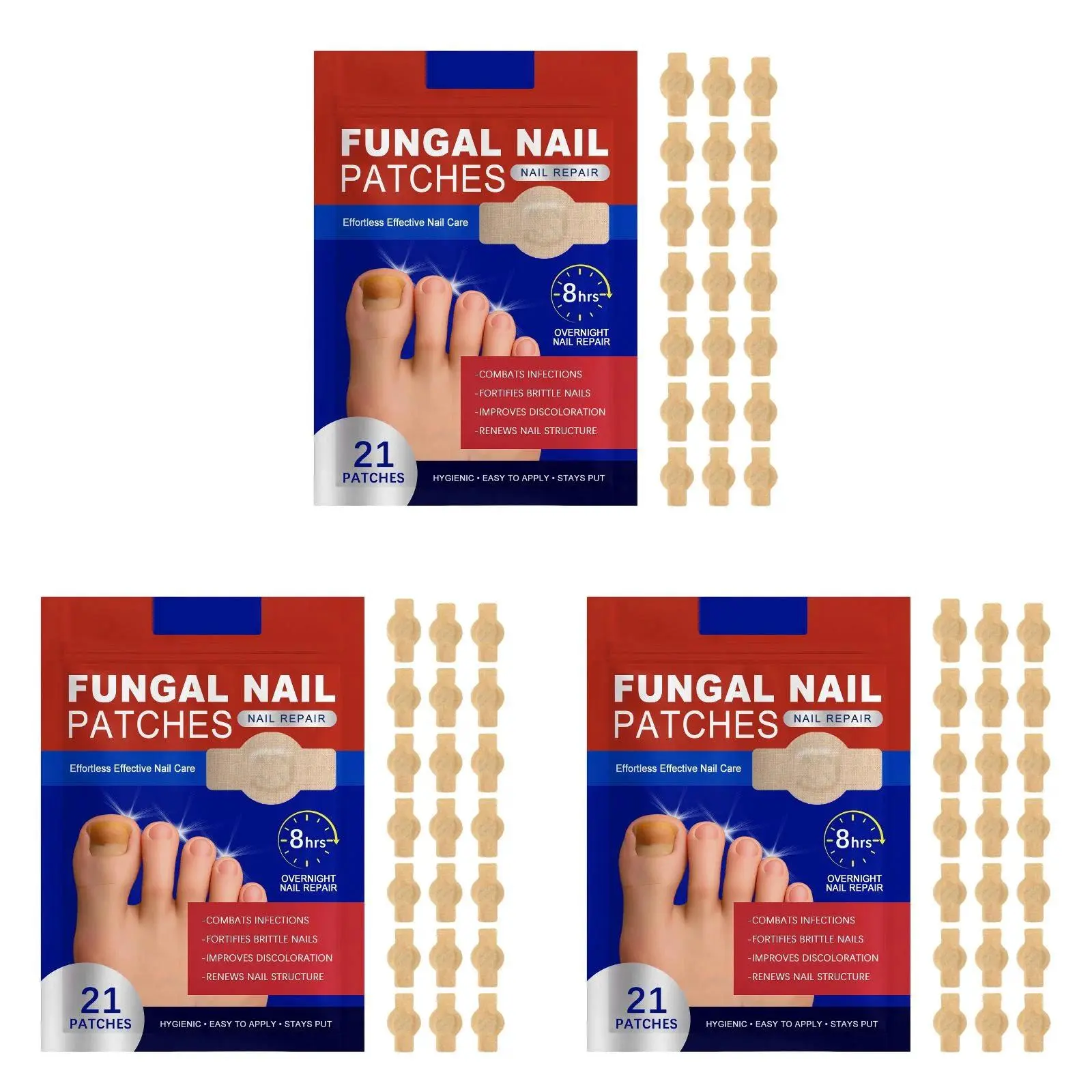 21 PCS Hydrogel Nail Patches, Overnight Nail Care Stickers, Easy Application Nail Wraps, Daily Nail Beauty Accessories for Men & Women