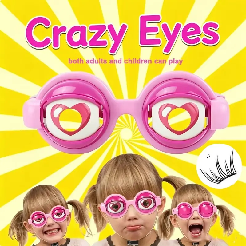 Crazy Eyes Novelty Prank Glasses, Cute Funny Winking Eyeglass Prop, Party Photo Props, Humorous Prank Gifts, Comical Eyewear for Stage Shows