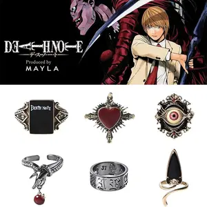 Anime < Death Note >   co-branded merchandise, iconic story ring with gothic design, stylish and high-end niche accessory, birthday and anniversary gift for friends and family