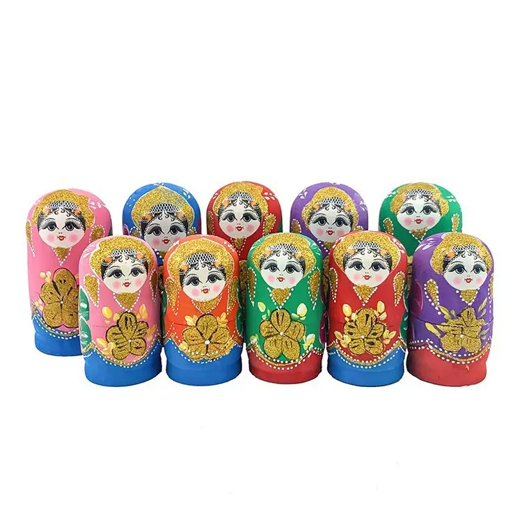 Russian frosted nesting dolls, 5-layer, 6-layer, 7-layer wooden painted craft toy, travel souvenir gift