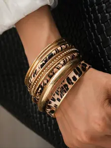Women's Leopard Print Bangle Bracelet Set, Simple & Stylish Design, Perfect Gift, Ideal for Parties & Daily Wear, Fashionable Bangles