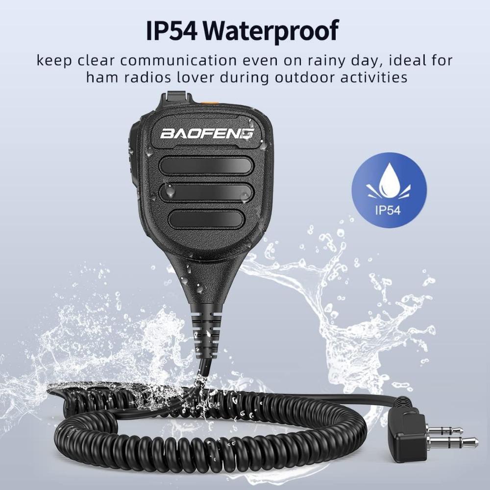 BASIC SUPPLY Microphone Handheld Heavy Speaker For BF-800 Radio,UV-5R,BF-F8HP PRO,AR-5RM,UV-21R,UV-32 Kenwood Retevis Walkie Talkies.IP54 Waterproof, Volume Adjustable