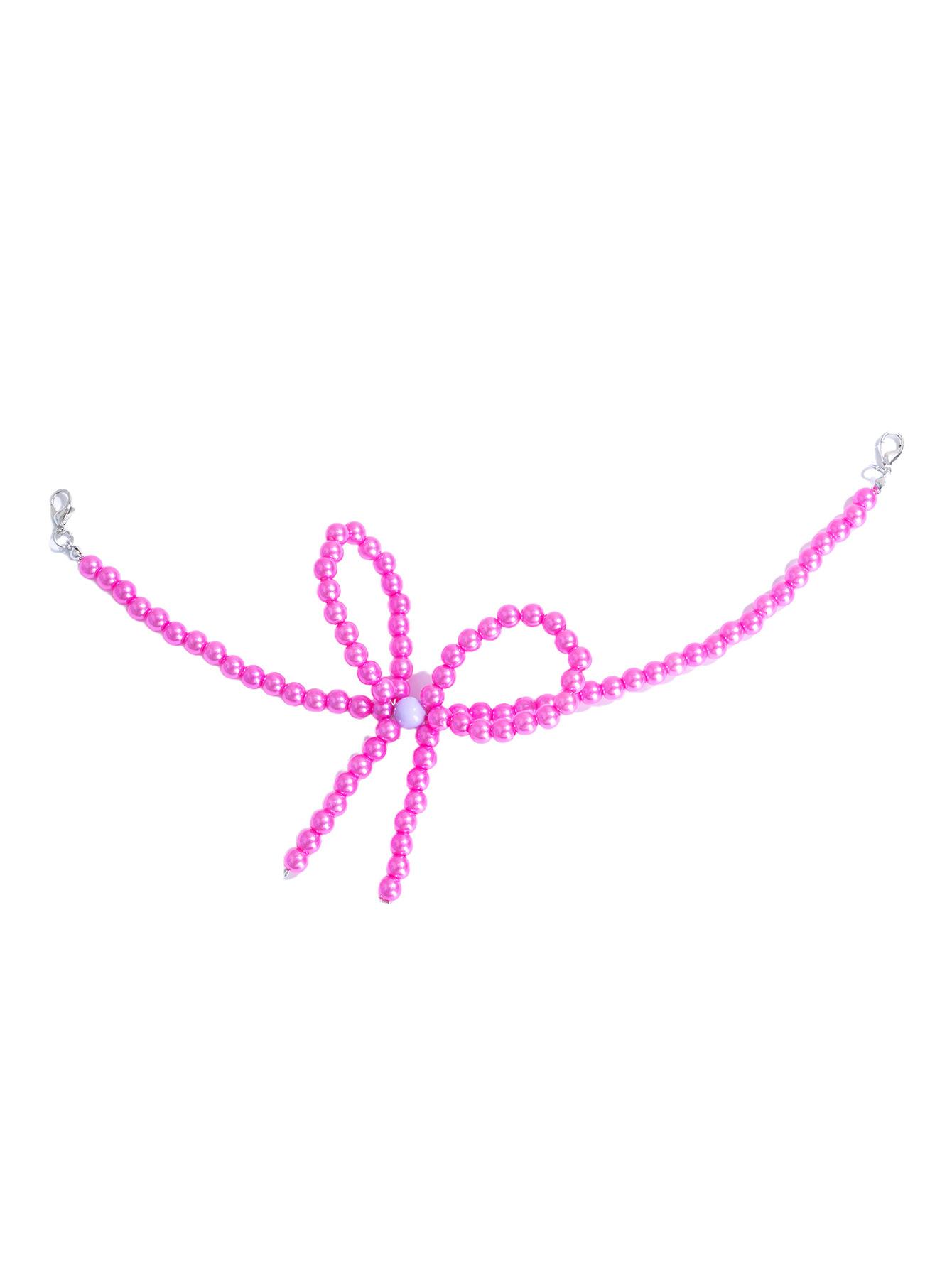 Small-scale yet versatile pearl bow baseball cap accessory, colorful dopamine hat chain, high-end and glittering small-scale design cross pendant necklace, shiny collar chain, women's accessory