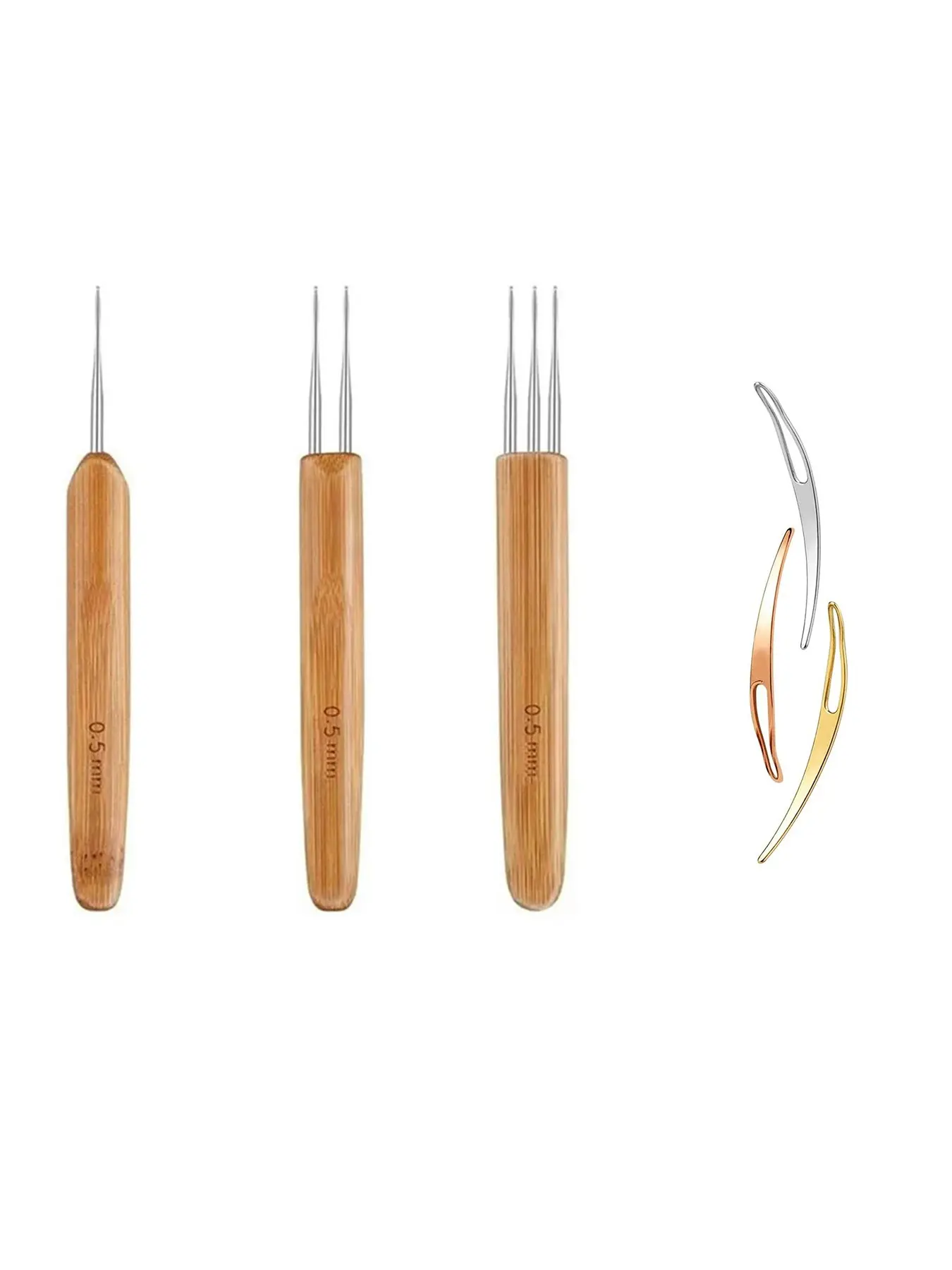 6-Piece 0.5mm Dreadlock Crochet Kit with Wooden Handle, Dreadlock Braiding & Making Tools, Hair Locking Tool, Extension Hook Set, Hair Styling Kit