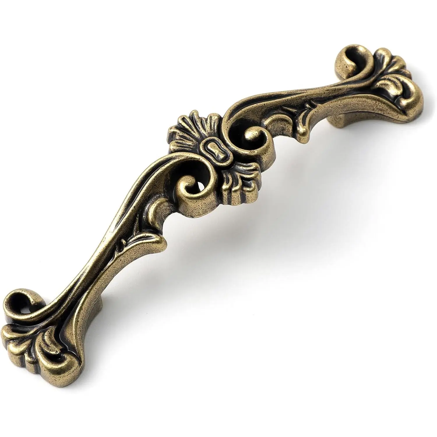 Traditional Antique Cabinet Hardware - 6 Pack, Antique Brass, 3" Hole Centers,  Pulls for Drawer Dresser Nightstand, AC0726AB076