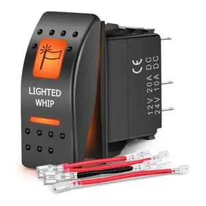 Nilight 5Pin SPST On/Off UTV Lighted Whip Rocker Switch Orange Backlit