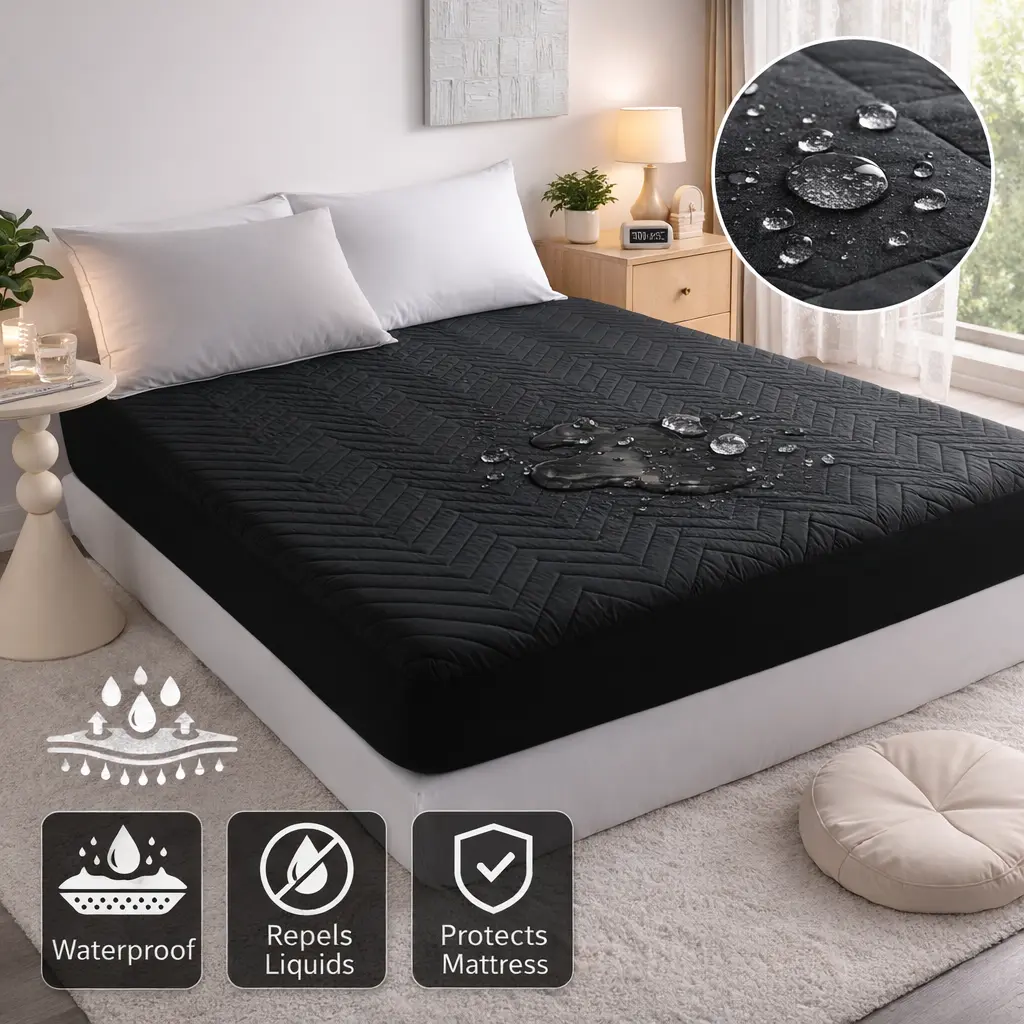 [Summer Sale Deals]HTA 100% Waterproof Mattress Protector - Quilted Fitted Mattress Cover with TPU Membrane| Soft Breathable Noiseless Bed Protector with Deep Pocket| Machine Washable for All Mattress Sizes