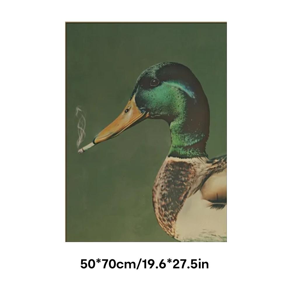 Unframed Wall Art, Vintage Poster, Modern Art Design Mallard Duck Smoking Print, Whimsical Animal Canvas Painting, Bedroom Decor, Living Room Decor Aesthetic, Room Decor, Modern Home Decor, Housewarming Gift