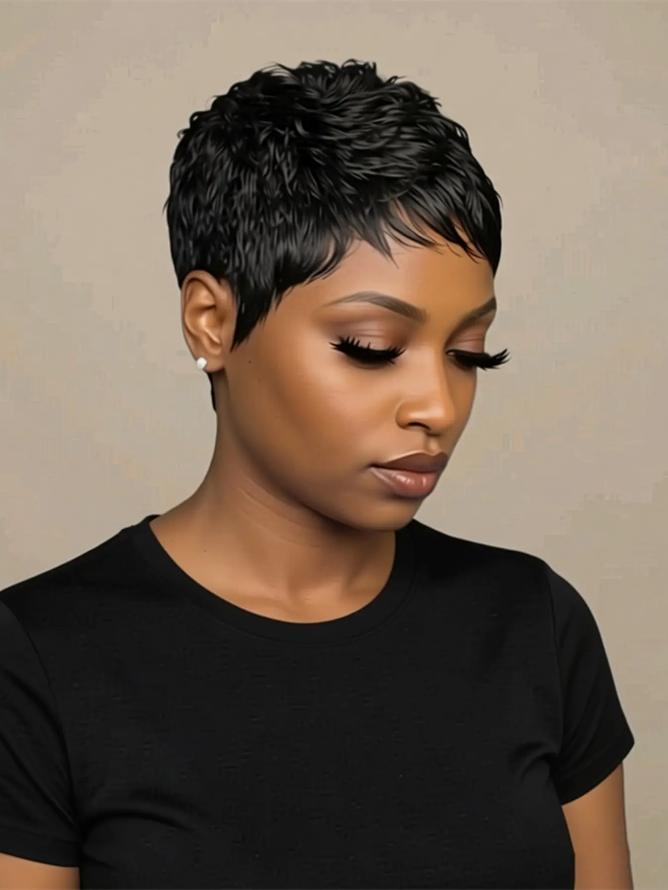 Pixie Wig 150% Density Premium Human Hair Wigs for Women, Daily Party Cosplay Use, Short Burgundy Natural Straight Layered Pixie Wig