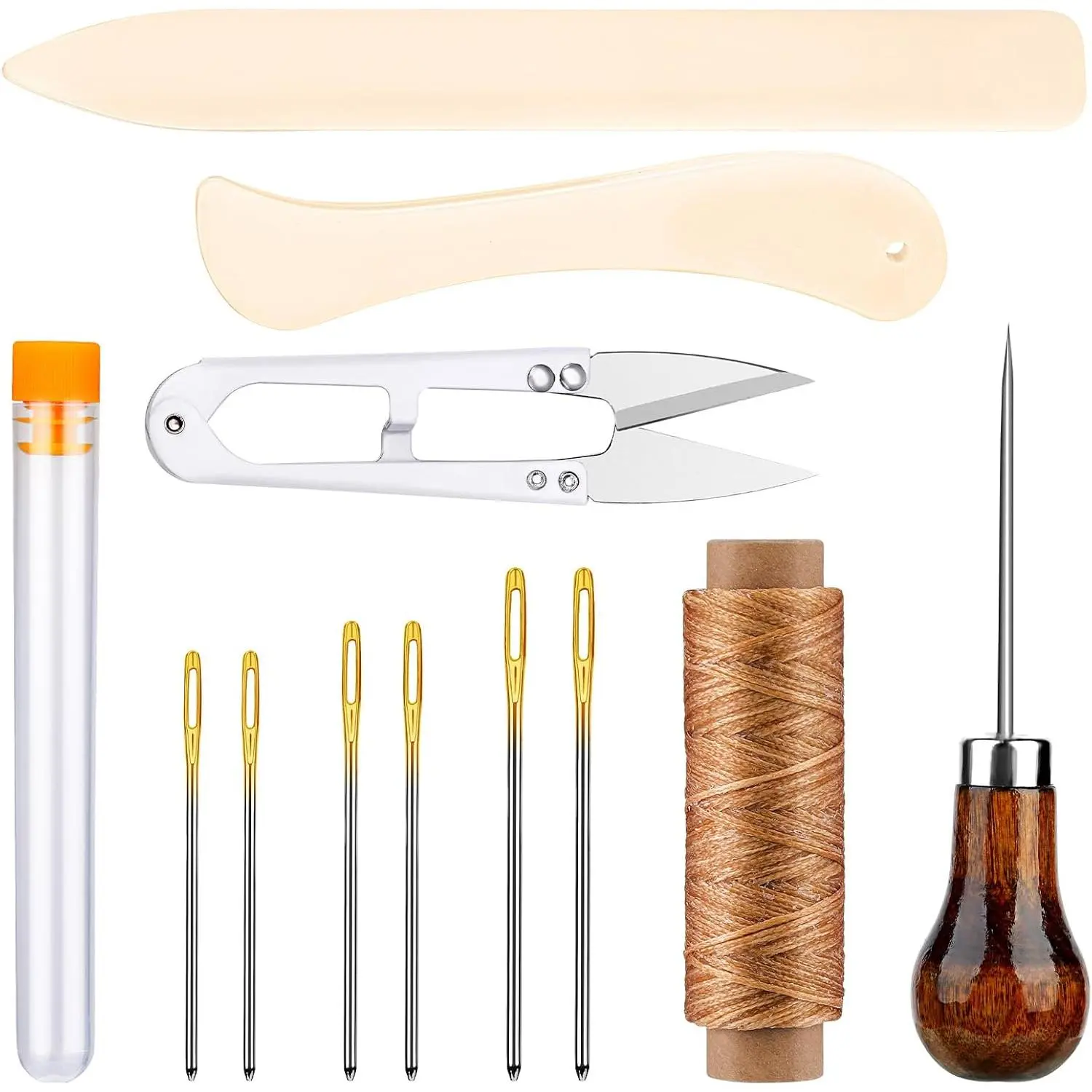 12 count Bookbinding Kit with  Folder Tool | Book Binding Awl, Book Binding Waxed Thread Book Making Tools for DIY Book Binding, Journal Making, Leather Craft