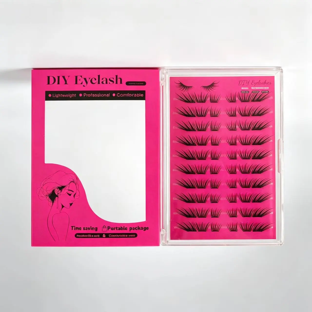 Natural Glue-Free False Lashes, Self-Adhesive Dense Curling Lashes, Reusable Segmental Lashes, Comfortable Long-Lasting for Beginners